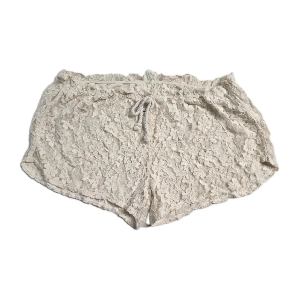 BKE Resort Women's  Swim Cover Up Shorts  Lace M Drawstrings  Ivory